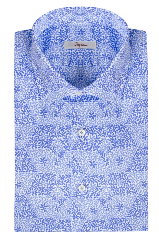 Camicia uomo slim in cotone con stampa fantasia floreale