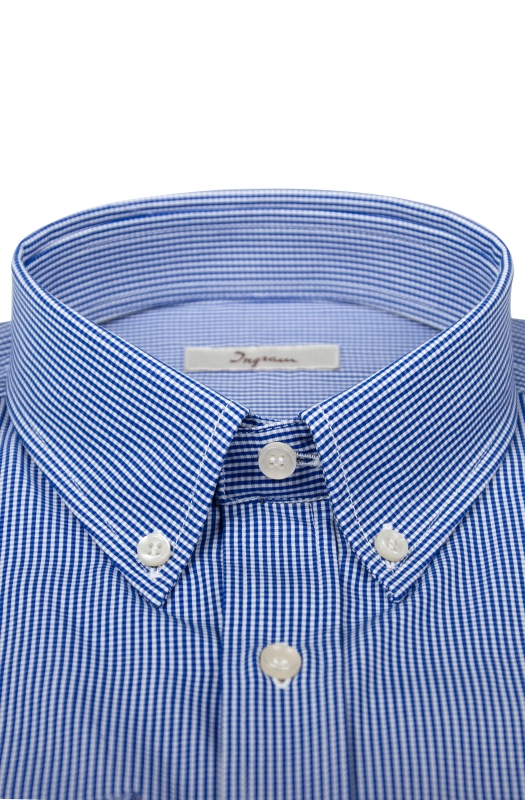 Camicia uomo puro cotone, vestibilità classica, fantasia microcheck