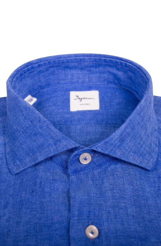 Camicia uomo in lino blu