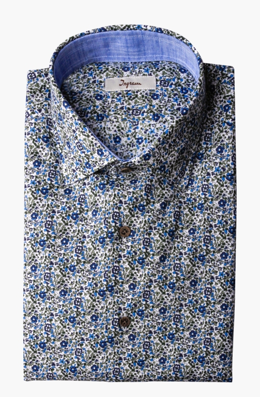 Ingram shirt in certified organic cotton (GOTS), with inserts. Slim fit.