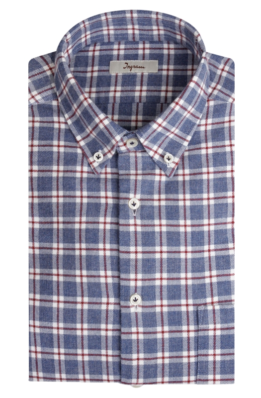 Checked cotton flannel shirt. Ingram Man