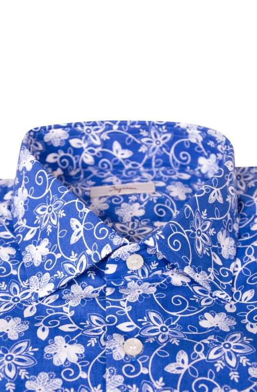 Floral printed Slim shirt in pure cotton