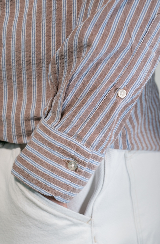 Camicia GIOKE, in seersucker a righe