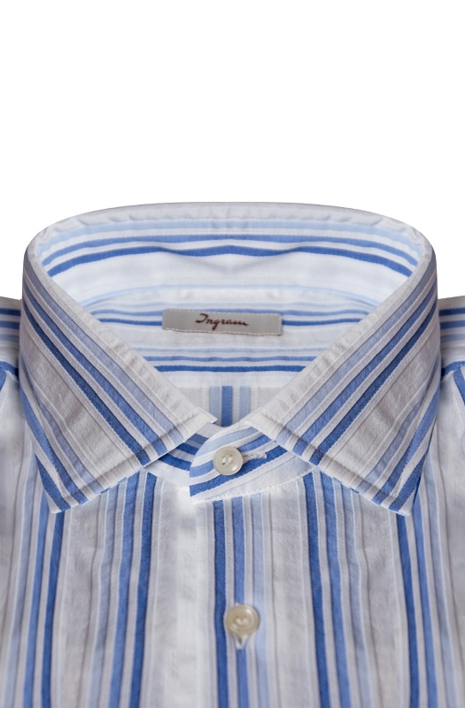 Men’s Slim shirt in pure vertically striped cotton