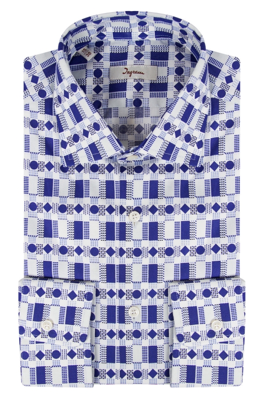 Camicia Slim uomo in cotone con stampa geometrica