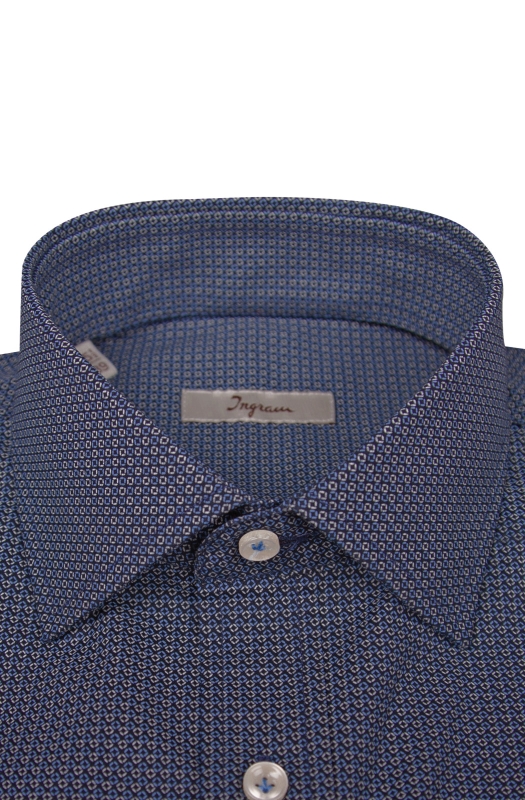 Classic fit men’s shirt with geometric micro-pattern