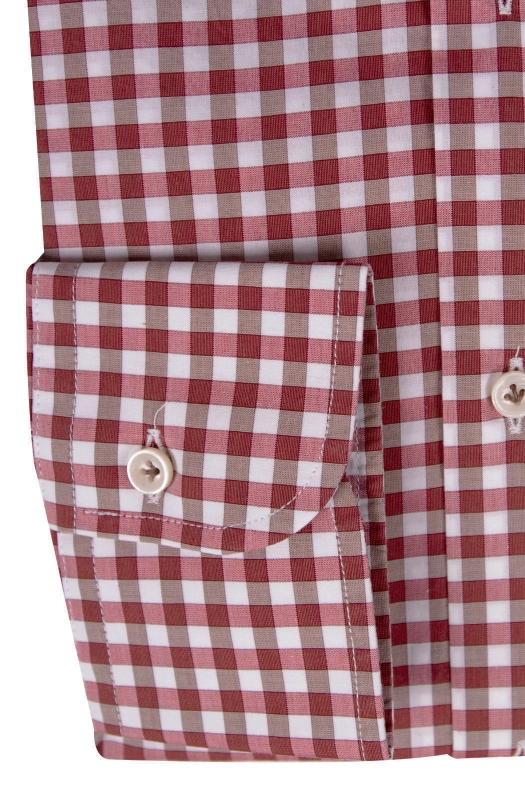 Regular men's shirt in checked patterned pure cotton