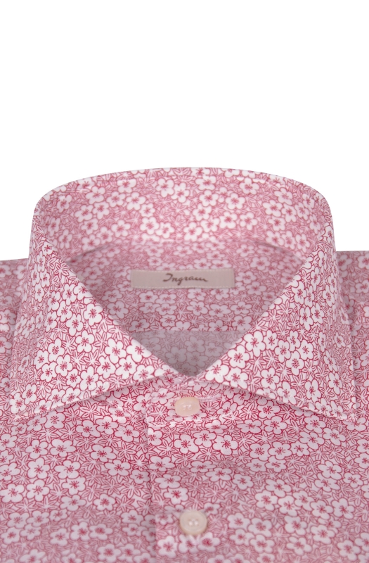 Floral printed Slim shirt in pure cotton