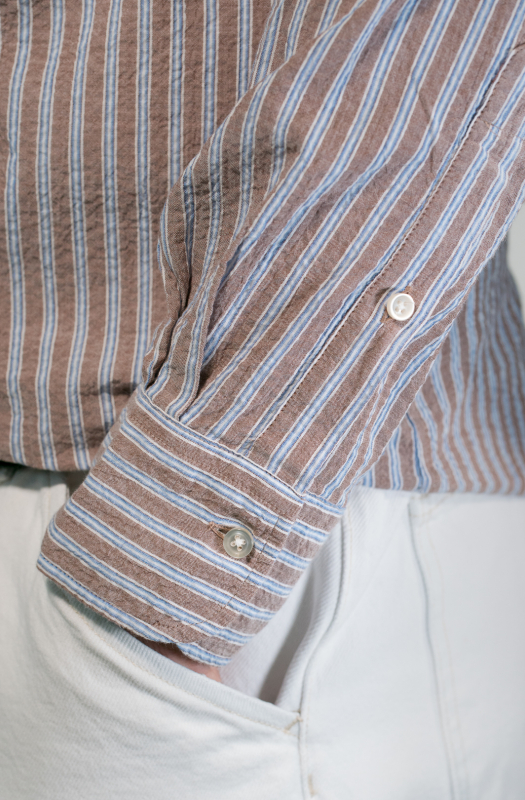 Camicia GIOKE, in seersucker a righe