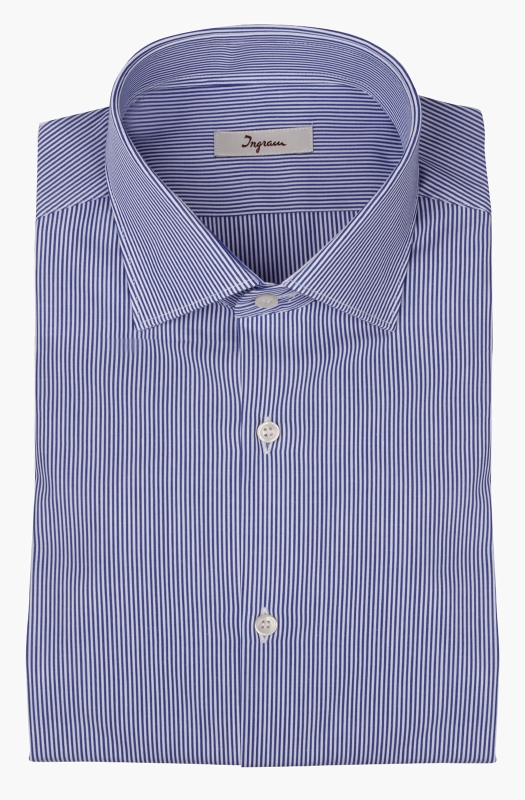 Striped Ingram shirt with a semi-French collar, classic fit.