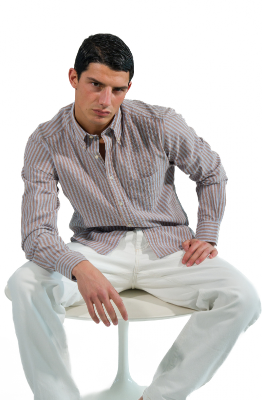 Camicia GIOKE, in seersucker a righe