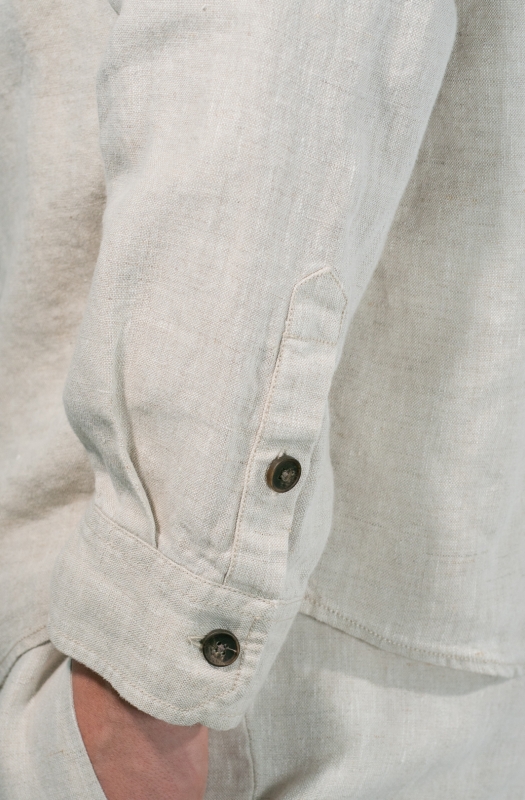 Linen Overshirt with Cargo Pockets