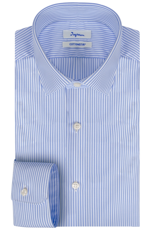 Camicia slim COTTONSTIR in puro cotone rigato dai colori brillanti. Disponibile in blu e azzurro