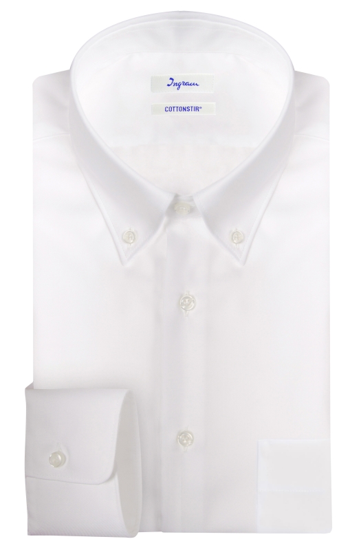 Camicia uomo slim COTTONSTIR in puro cotone twill no-stiro con taschino. Disponibile in bianco e azzurro