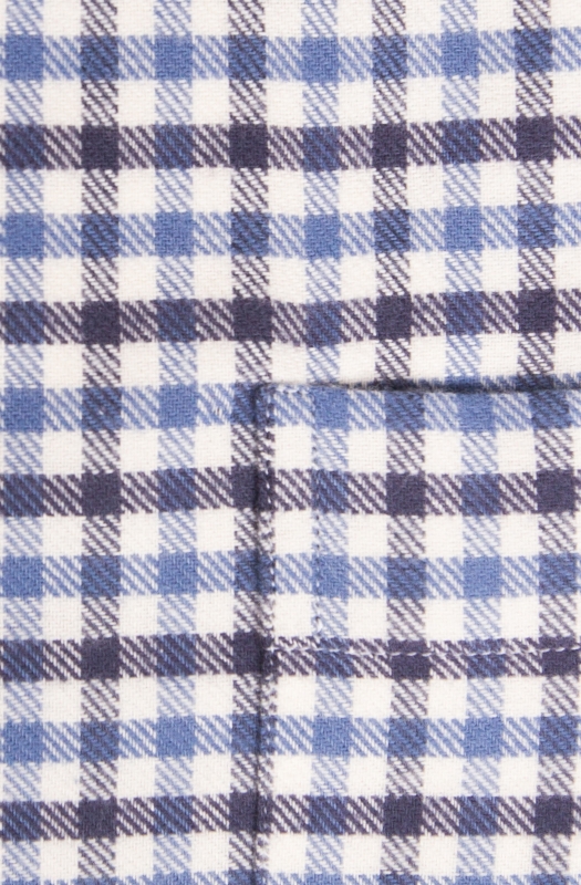Camicia in flanella di cotone a quadri celeste e blu. Ingram Uomo