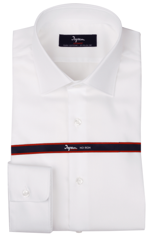 COTTONSTIR shirt in pure non-iron cotton. Armatured. Available white and light blue. Ingram Man