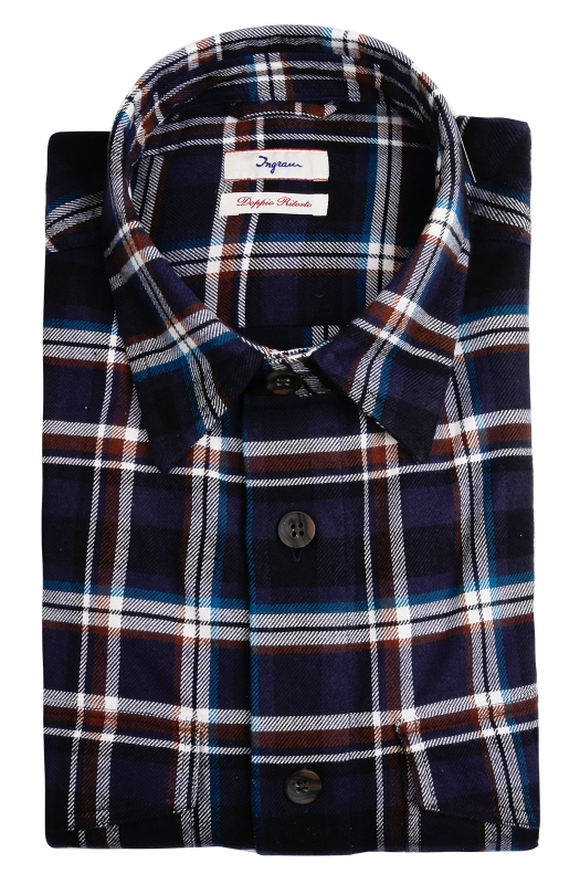 Overshirt in warm double twisted cotton flannel.