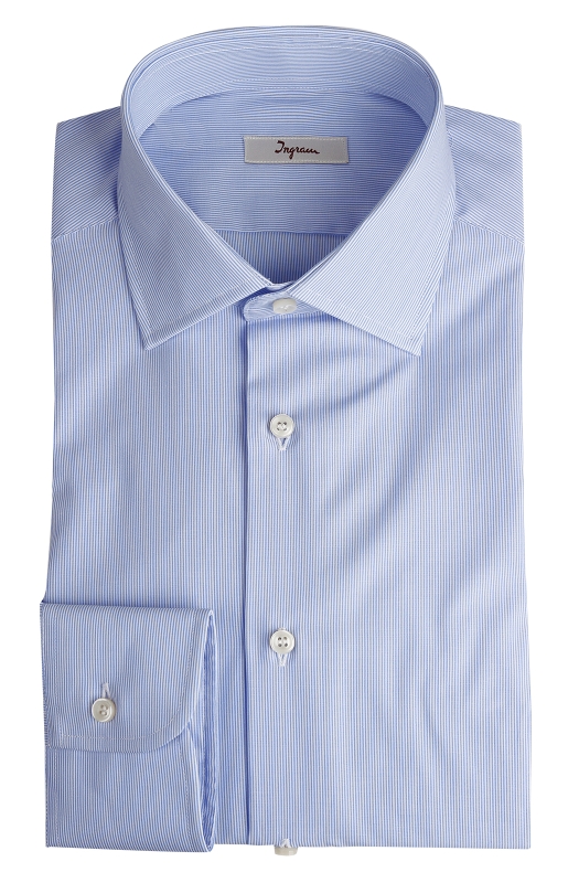 Ingram striped cotton shirt, regular fit, semi-open collar