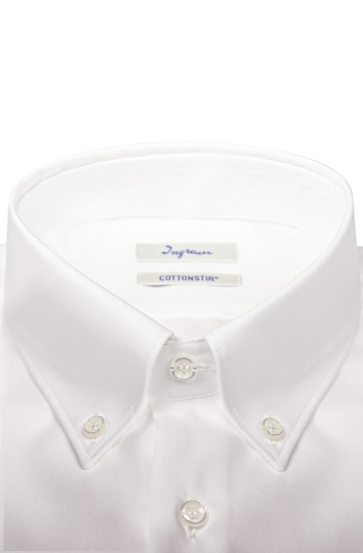 Camicia uomo slim COTTONSTIR in puro cotone twill no-stiro.  Disponibile in bianco e azzurro