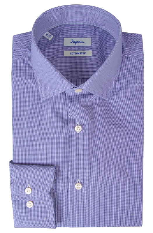 Camicia Classic uomo 100% cotone in micro check blu