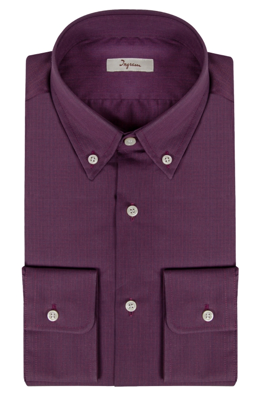 Violet Pure cotton Slim-fit men’s shirt with checked print