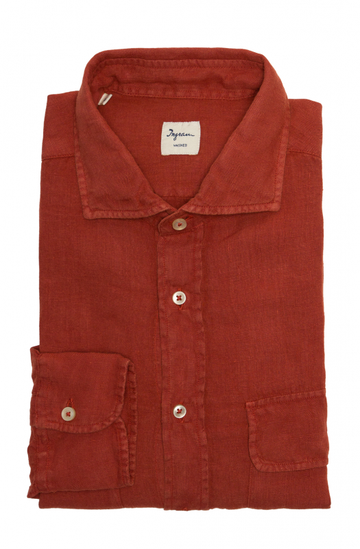 Camicia  2 TASCHE PATTINA LINO