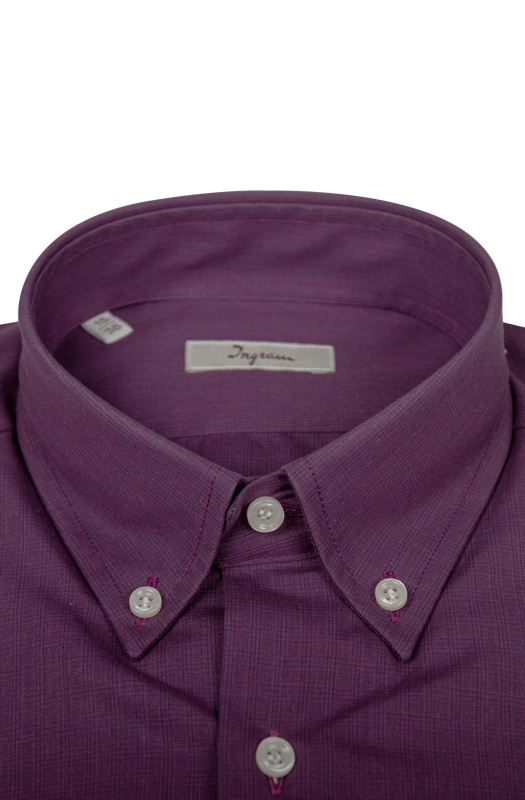 Violet Pure cotton Slim-fit men’s shirt with checked print