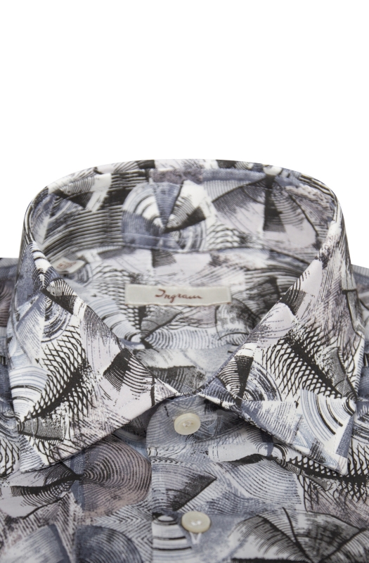 Regular fit men’s shirt with geometric pattern