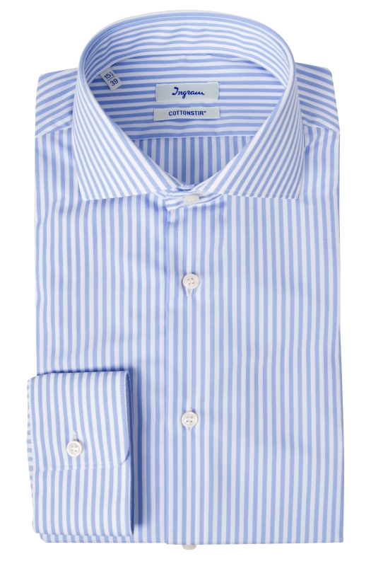 Camicia uomo Slim cotone Cottonstir con righe azzurre verticali