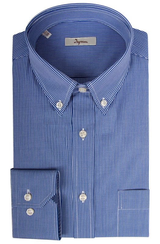 Camicia uomo puro cotone, vestibilità classica, fantasia microcheck