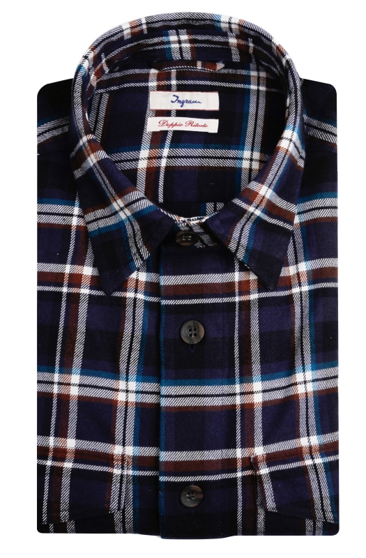 Overshirt in warm double twisted cotton flannel.