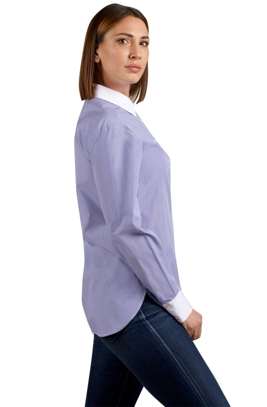 Kate shirt, in pure striped cotton with white collar and cuffs. Ingram Woman
