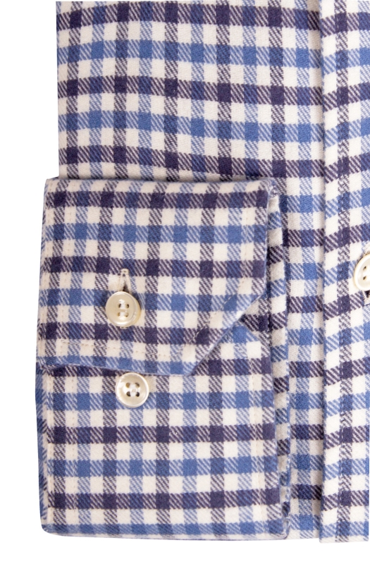 Camicia in flanella di cotone a quadri celeste e blu. Ingram Uomo