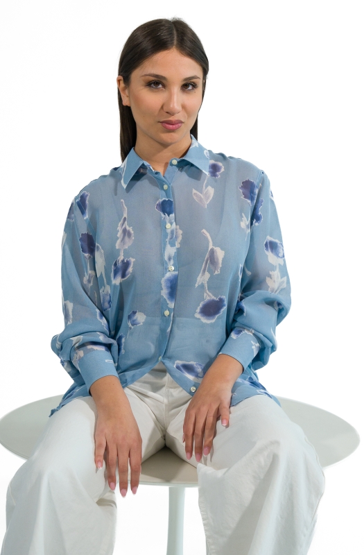 Camicia ALESSIA, vestibilità ampia, in viscosa, stampa floreale.