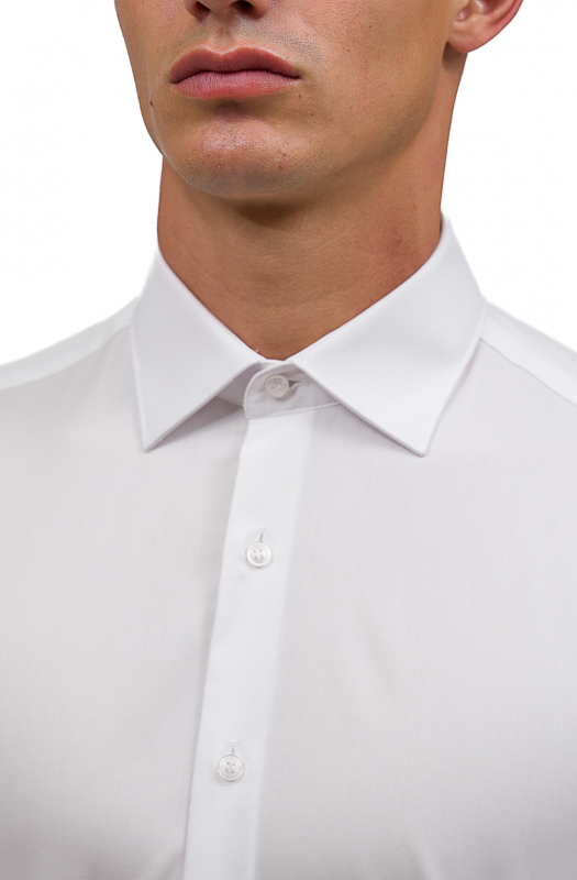Camicia  slim COTTONSTIR in puro cotone twill no-stiro. Disponibile in bianco e azzurro. Ingram Uomo